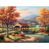 Covered Bridge In Fall 1000 Large Piece Jigsaw Puzzle