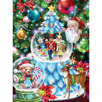 Blue Christmas Tree Snow Globe GlowIntheDark Jigsaw Puzzle