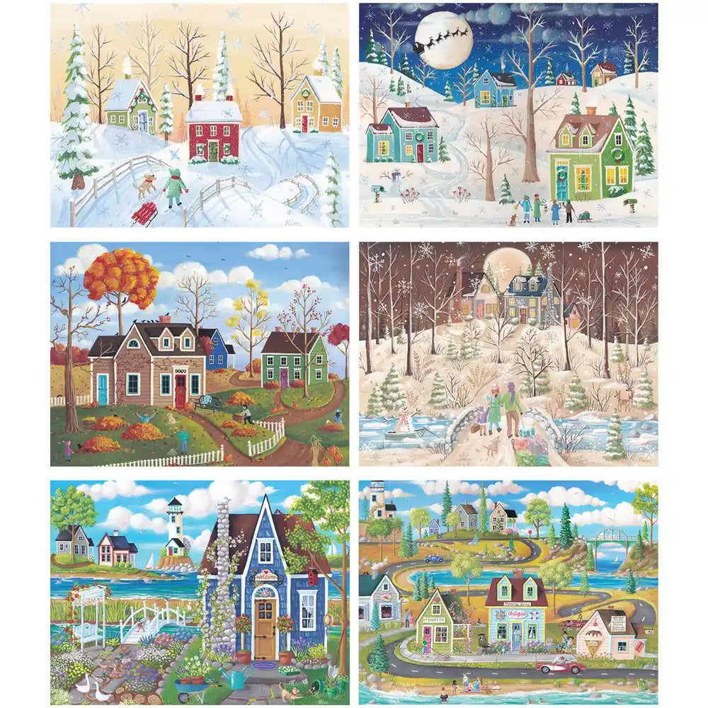 Set of 6 Kim Leo jigsaw Puzzles