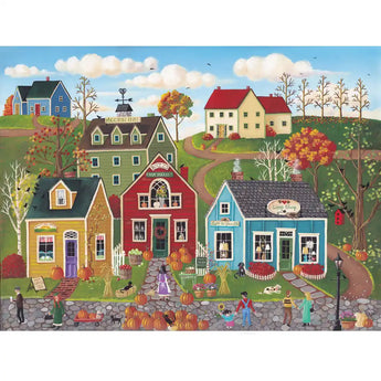 Pumpkins On Pebble Lane Jigsaw Puzzle