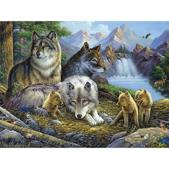 Wolves at the Waterfall Jigsaw Puzzle