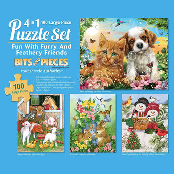 Fun with Furry and Feathery Friends Extra Large Piece 4in1 Multipack Jigsaw Puzzle Bundle