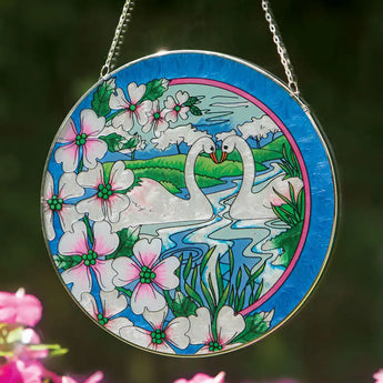 Swans Art Glass Suncatcher