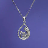 Mother Three Children Sterling Pendant Necklace