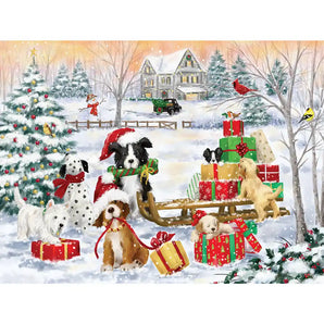 Dogs With Christmas Presents Jigsaw Puzzle