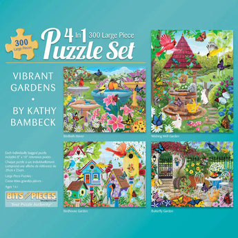 Vibrant Gardens 4in1 Multipack Jigsaw Puzzle Bundle by Kathy Bambeck