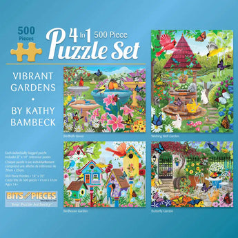 Vibrant Gardens 4in1 Multipack Jigsaw Puzzle Bundle by Kathy Bambeck