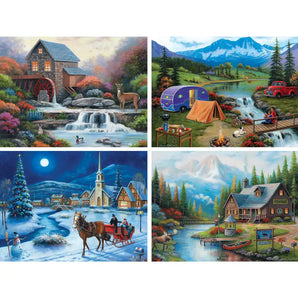 Set of 4 John Zaccheo Jigsaw Puzzles