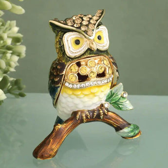 Enamel Owl Trinket Box