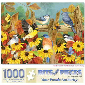 Fall Leaves And Fence Jigsaw Puzzle