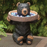 Bear Holding Tray BirdbathFeeder Garden Sculpture