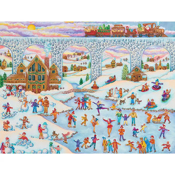 Winter Skating and Santa Train Jigsaw Puzzle