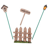 Fence Welcome Sign Birdhouse and Lantern Stakes