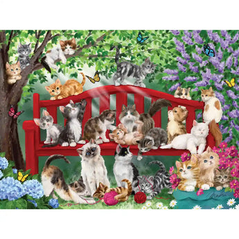 Cats On A Bench Jigsaw Puzzle