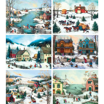 Set of 6 Linda Nelson Stocks 1000 Piece Puzzles