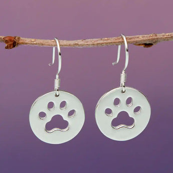 Sterling Silver Paw Print Earrings