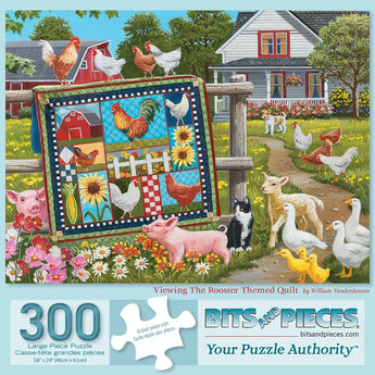 Viewing The Rooster Themed Quilt Jigsaw Puzzle