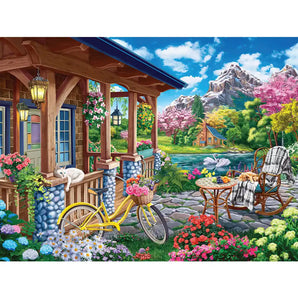 Colorful House Near The Lake Jigsaw Puzzle