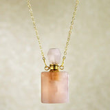 Perfume Bottle Pendant Necklace Rose Quartz