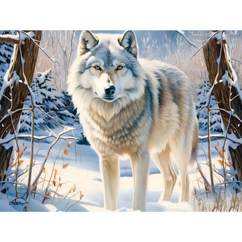 Winter Stay Wolf Jigsaw Puzzle