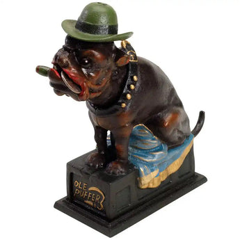 Cigar Smoking Bulldog Cast Iron Mechanical Bank