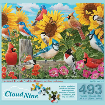 Feathered Friends and Sunflowers Cloud Nine Tessellation Jigsaw Puzzle