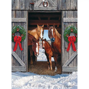 Horse Barn Christmas Jigsaw Puzzle