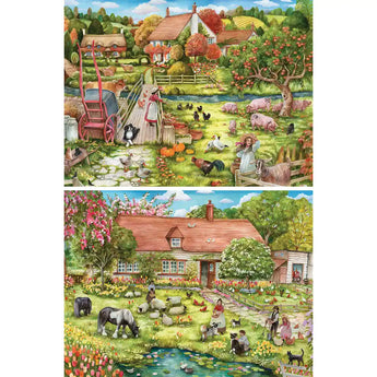 Set of 2 Cottage Life 1000 Piece Jigsaw Puzzles