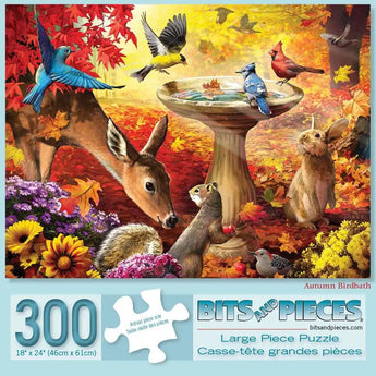 Autumn Birdbath 300 Large Piece Jigsaw Puzzle