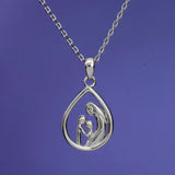 Mother Two Children Mother and Child Sterling Pendant Necklace 