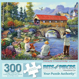 Fishing By A Covered Bridge Jigsaw Puzzle