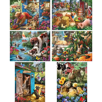 Set of 6 Larry Jones 300 Large Piece Jigsaw Puzzles