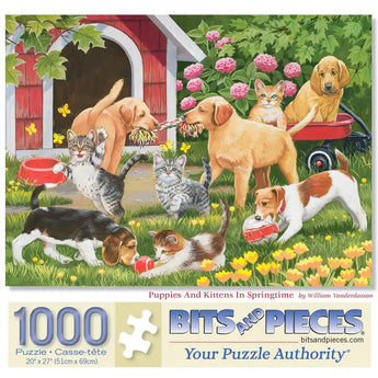 Puppies And Kittens In Springtime Jigsaw Puzzle