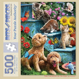 Pups And Kittens On The Steps Jigsaw Puzzle