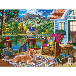 Terrace Near The Mountain Lake Jigsaw Puzzle