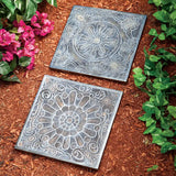 Rosette Decorative Garden Stones Set of 2