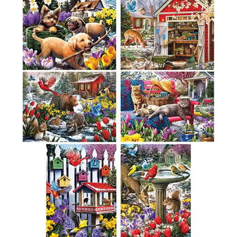 Set of 6 Larry Jones 300 Large Piece Jigsaw Puzzles