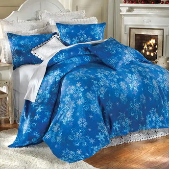 Winter Snowflake Fleece Blankets Bedding Set