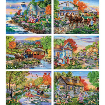 Set of 6 Cory Carlson 1000 Piece Jigsaw Puzzles