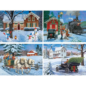 Set of 4: John Sloane Holiday Jigsaw Puzzles