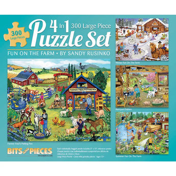 Fun On the Farm 4in1 Multipack Jigsaw Puzzles Bundle by Sandy Rusinko