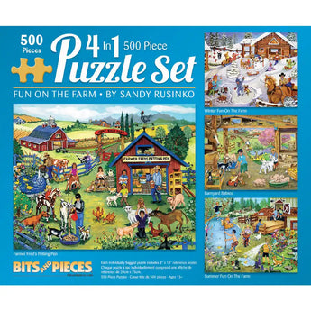 Fun On the Farm 4in1 Multipack Jigsaw Puzzles Bundle by Sandy Rusinko