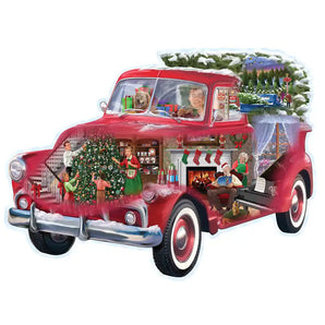 Christmas Truck Shaped Jigsaw Puzzle