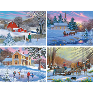 Set of 4 John Sloane Winter Jigsaw Puzzles