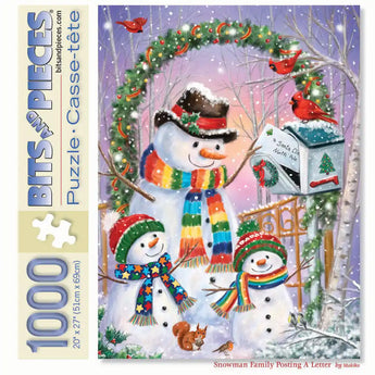 Snowman Family Posting A Letter 1000 Piece Jigsaw Puzzle