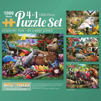 Country Fun 4in1 Multipack Jigsaw Puzzle Bundle by Larry Jones