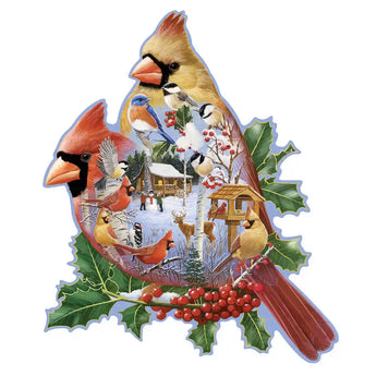 Woodland Cardinals 750 Piece Shaped Jigsaw Puzzle