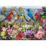 Birds In A Blooming Garden Jigsaw Puzzle