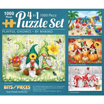 Playful Gnomes 4in1 Multipack Jigsaw Puzzle Bundle by Makiko