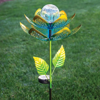 Solar Led Flower Spinner Stake  Lotus